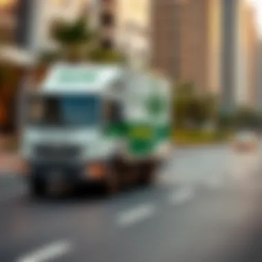 Transportation in Motion Moving company vehicle on a city road