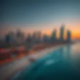 Breathtaking JBR Skyline Stunning view of Jumeirah Beach Residence skyline at sunset