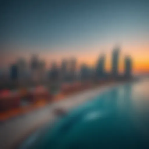 Breathtaking JBR Skyline Stunning view of Jumeirah Beach Residence skyline at sunset