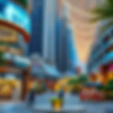 An inviting atmosphere captured within the plaza, illustrating the urban landscape