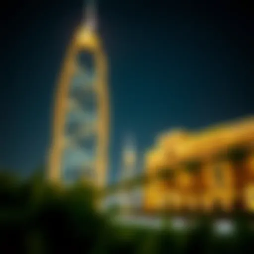 Nighttime Elegance of Al Khor Tower Majestic view of Al Khor Tower illuminated at night