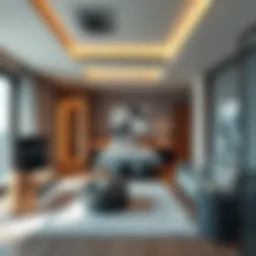 Contemporary studio living space in Dubai