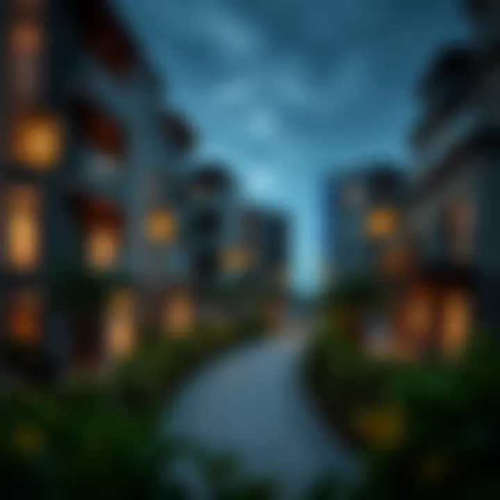 Modern real estate properties with blockchain technology overlay