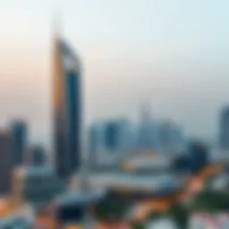 Stunning view of BM Towers against Dubai skyline