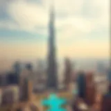 A panoramic view of the Burj Khalifa towering over Dubai