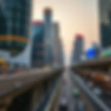 Modern urban infrastructure surrounding Deira Island