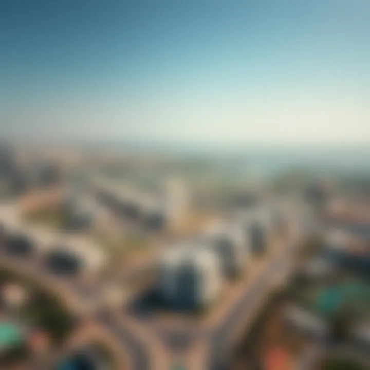 Aerial View of Dubai Villanova Aerial view of Dubai Villanova revealing its strategic location and connections to the city