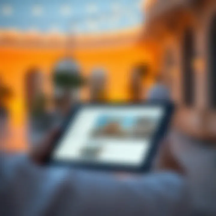 Real estate app interface on a tablet