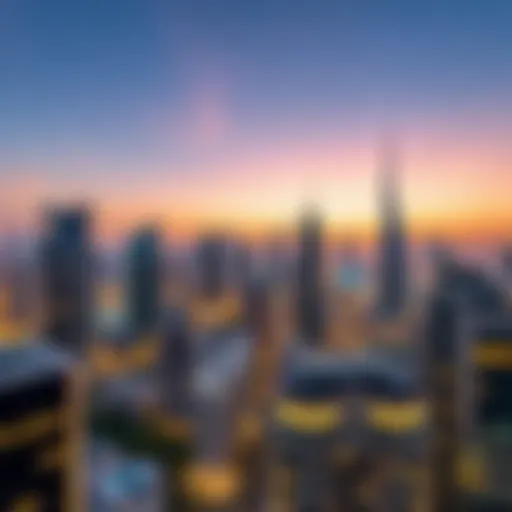 Dubai skyline at dusk with modern architecture