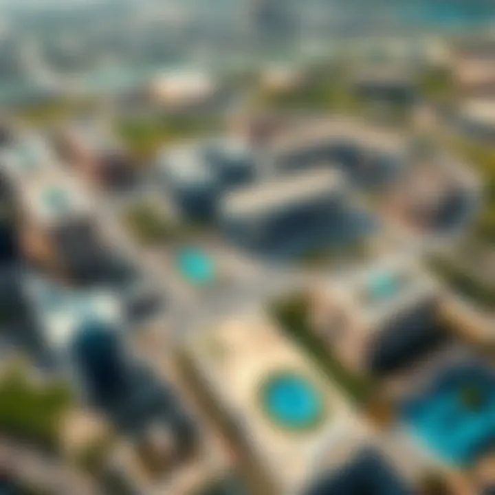 Aerial Perspective of Dubai Hills Business Park Aerial view showcasing Dubai Hills Business Park with modern architecture