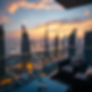 Stunning Dubai Skyline from Hotel Apartment Scenic view of Dubai skyline from a hotel apartment balcony