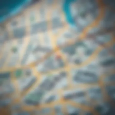 Map highlighting various neighborhoods in Dubai
