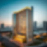 Aerial view of Al Haseen Residences showcasing its unique architecture