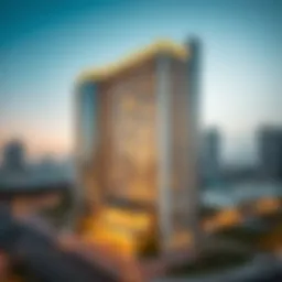 Aerial view of Al Haseen Residences showcasing its unique architecture
