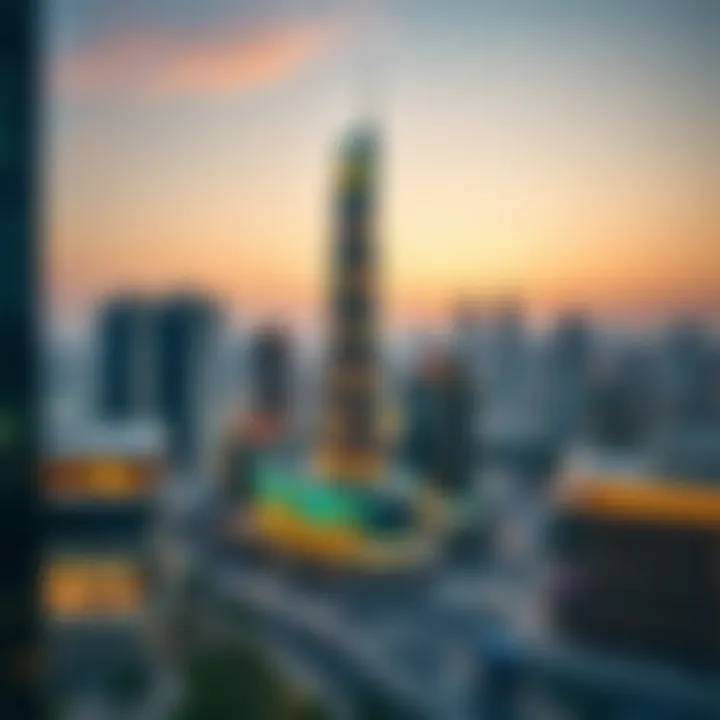 Hamdan Street: Urban Integration Panoramic view of Hamdan Street highlighting the tower's location and urban integration