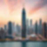 Stunning view of Al Owais Business Tower against the Dubai skyline