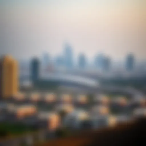 A panoramic view of القصيص showcasing its residential and commercial buildings