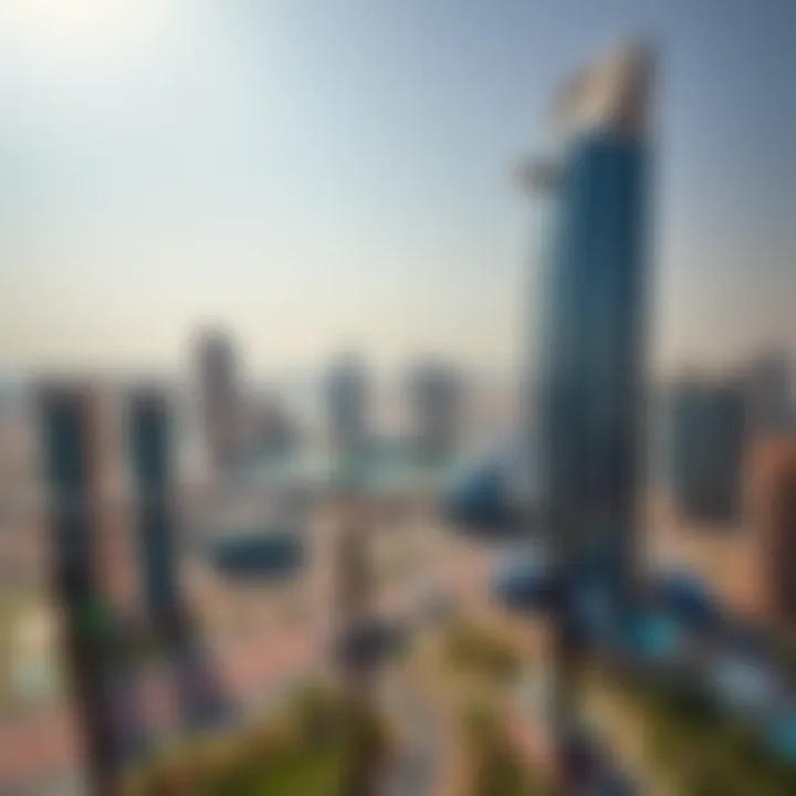 Panoramic view of Dubai skyline featuring Al Wafra Square
