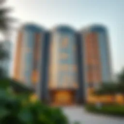 Stunning front view of Binghatti Crystals showcasing its unique crystalline facade