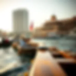 Traditional Abra boat navigating the waters near Bur Dubai