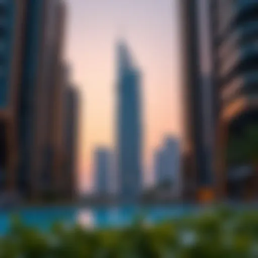 Stunning view of Garden City Tower at sunset showcasing its modern architecture