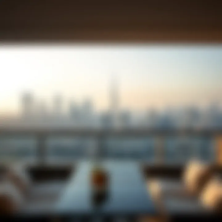 Breathtaking Views: Dubai Skyline from Your Balcony Scenic view of Dubai skyline from a balcony