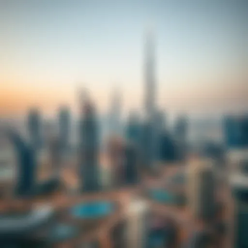 Aerial View of Dubai's Iconic Towers Aerial view of Dubai's skyline showcasing iconic towers