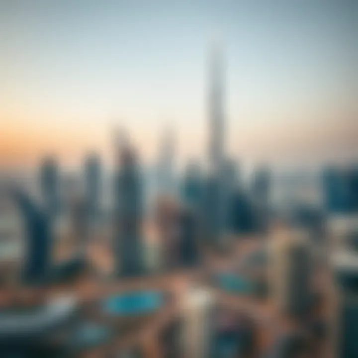 Aerial View of Dubai's Iconic Towers Aerial view of Dubai's skyline showcasing iconic towers