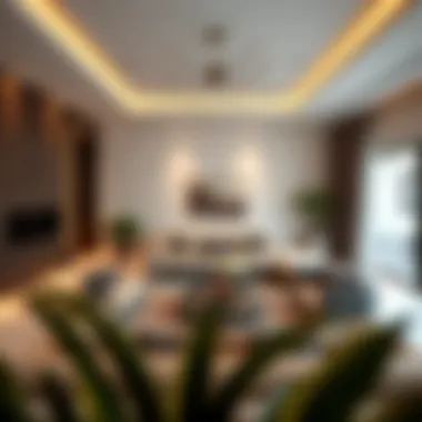 Elegant interior of a contemporary villa featuring minimalistic furniture and sophisticated decor