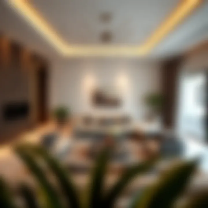 Elegant interior of a contemporary villa featuring minimalistic furniture and sophisticated decor