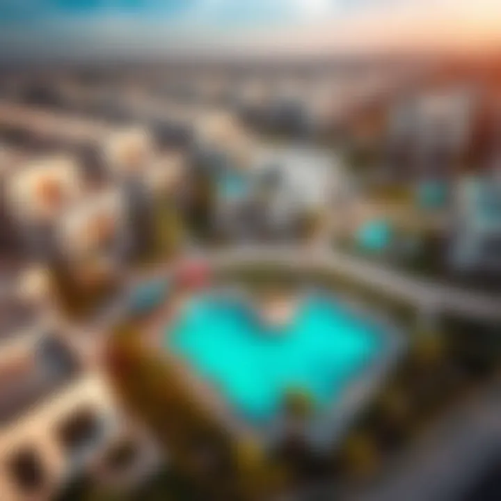 Aerial view of a luxurious villa community in Dubai highlighting green spaces and modern architecture