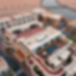 Aerial view of Nad Al Shiba showcasing its unique architecture