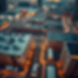 Aerial view showcasing the expansive parking structures near Dubai Mall and Burj Khalifa