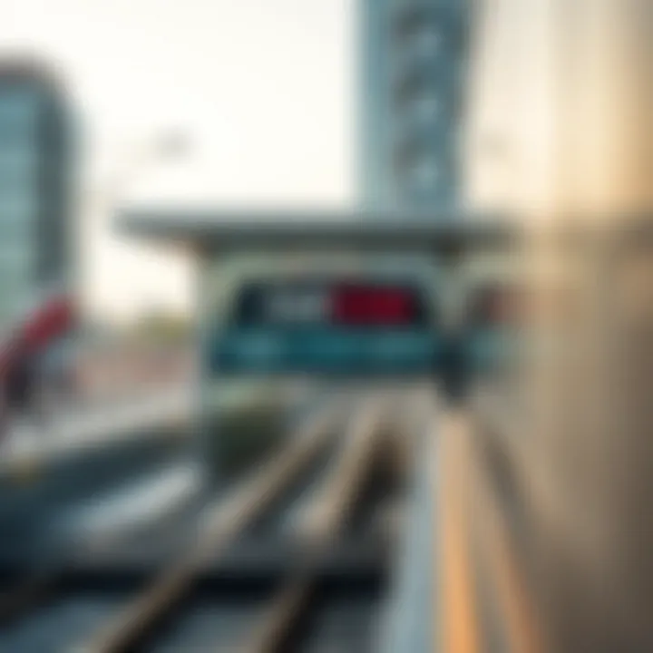 Exterior View of Red Line Metro Station Exterior view of a Red Line metro station in Dubai