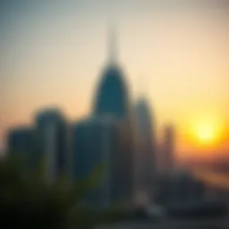 Stunning view of Sheikha Maryam Tower during sunset