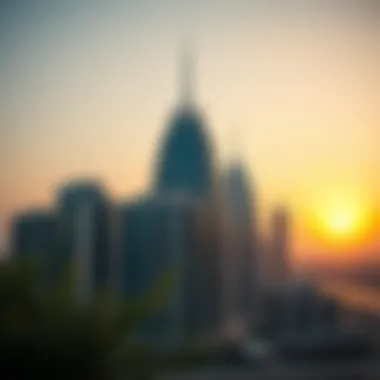 Stunning view of Sheikha Maryam Tower during sunset