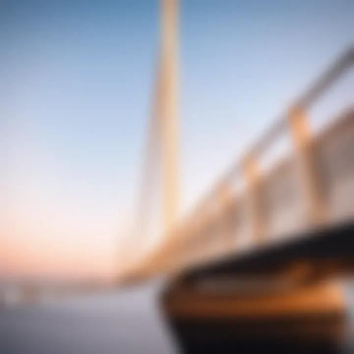 Close-up of the engineering structure of a bridge on Reem Island