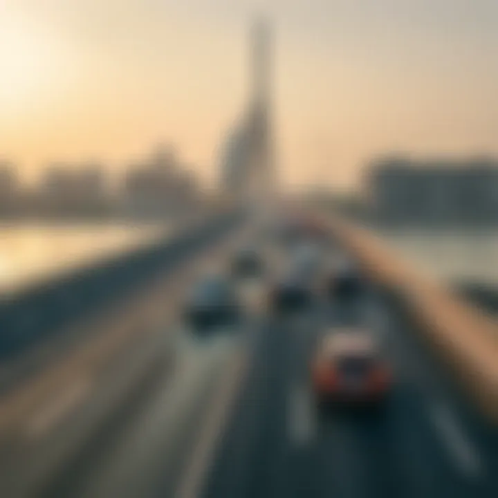 Traffic flow on the bridge connecting Reem Island to Abu Dhabi