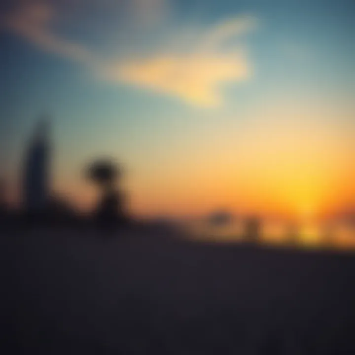 Tranquil Sunset at Dubai's Hidden Beach Serene view of Dubai's secret beach at sunset