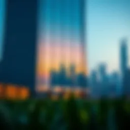 The stunning facade of the XL Tower reflecting the Dubai skyline