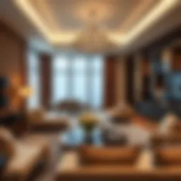 Luxurious hotel apartment living room with modern decor