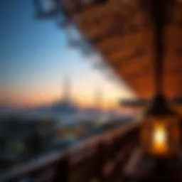 A stunning view of a Dubai skyline during sunset, symbolizing the end of the fasting day.