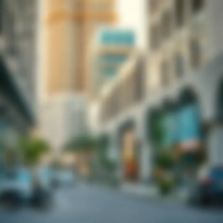 Commercial Opportunities on Khalid Bin Waleed Street Contemporary commercial spaces lining Khalid Bin Waleed Street, highlighting investment potential