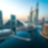 Stunning Architecture of Lake Central Business Bay Panoramic view of Lake Central Business Bay showcasing stunning architecture and waterways