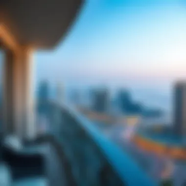 Stunning Dubai Skyline View from the Balcony Panoramic view of Dubai skyline from Marriott Residences balcony