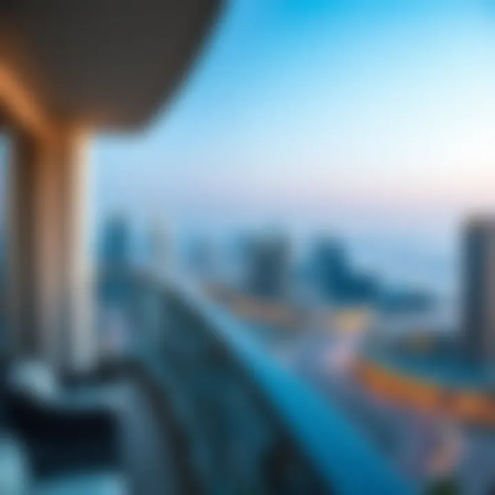 Stunning Dubai Skyline View from the Balcony Panoramic view of Dubai skyline from Marriott Residences balcony