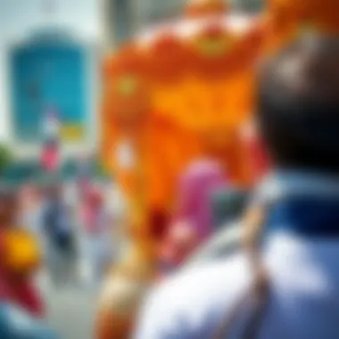 Vibrant UAE Parade Tourists enjoying a vibrant parade in the UAE