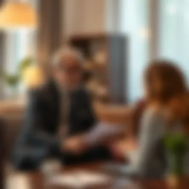 Renter and Landlord Lease Discussion Landlord and renter discussing lease terms