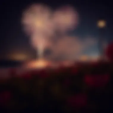 A stunning beachside view of fireworks lighting up the night sky