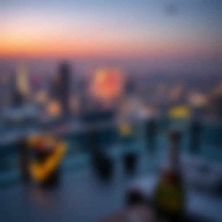 A luxury rooftop terrace overlooking dazzling fireworks